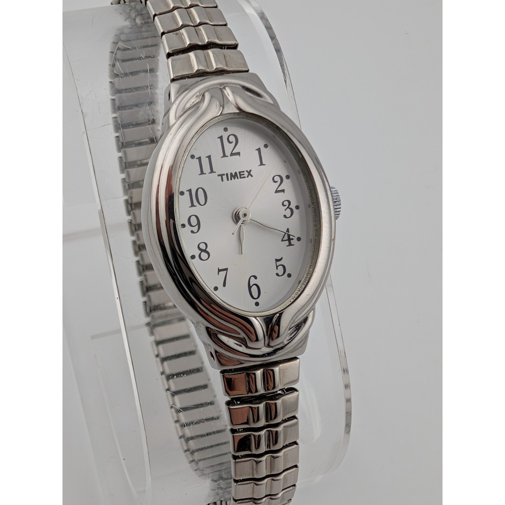 Timex Watch Women 20mm Case Silver Expansion Band- New Battery